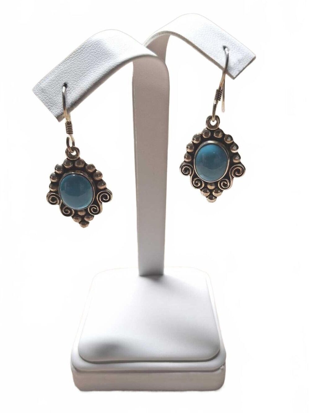 Turquoise dangle drop earrings in sterling silver artisan crafted